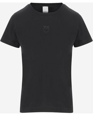 Pinko Bussolotto Cotton T Shirt With Logo - Black