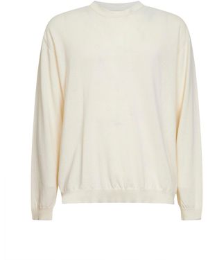 Uma Wang Off Wool And Silk Crepe Crewneck Jumper - White