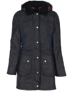 Barbour Waxed Cord Collar Hooded Jacket - Black
