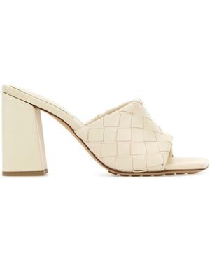 Bottega Veneta Ivory Nappa Leather Parco Mules - Natural