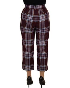 Dolce & Gabbana Checked High Waist Cropped Trouser Pants Wool - Black