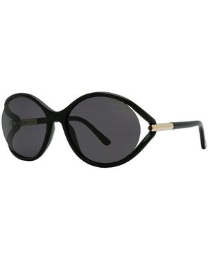 Tom Ford Geometric Semi Rim, With A Blonde Havana Frame And Lens - Black