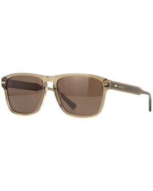 Gucci Sunglasses Square Full Rim, Shiny Frame And Lens Gg0911S002 - Brown