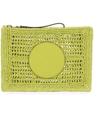 Tory Burch Pouch Ella Crochet, Raffia Clutch Bags - Yellow