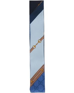 Gucci Silk Scarf With All-Over Gg Print - Blue