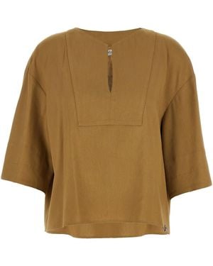 Max Mara Linen-Viscose Canvas Blouse - Natural