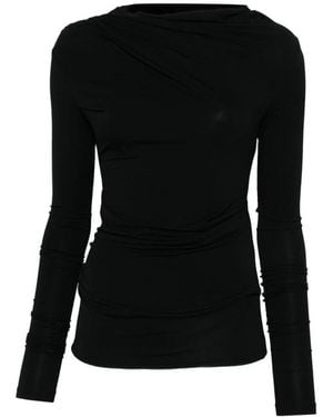 Entire studios Draped Long-Sleeve Top - Black