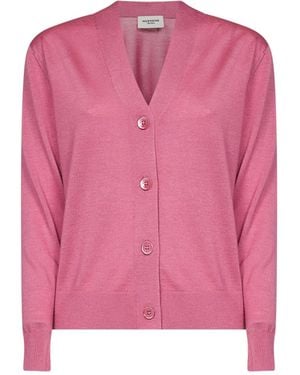 Weekend by Maxmara Cardigan Wkdtorre V-Neck Raspberry Knit Wool Cardigans - Pink