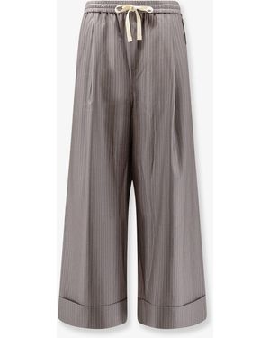 Tonywack Silk, Polyester And Wool Blend Trousers - Grey