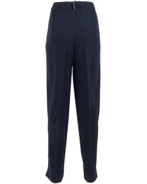 Fabiana Filippi Matte Enver Satin Jogging Trousers With Filo Diamante Viscose Acetate Pant - Blue
