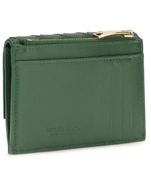 Bottega Veneta Card Holder Knot Brass Basil-Muse Lamb Leather Wallets & Purses - Green
