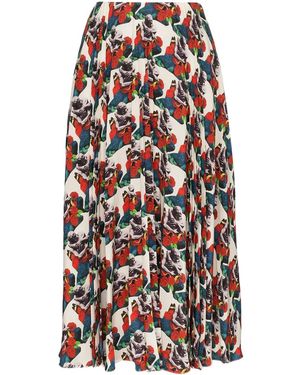 Valentino X Undercover Lovers Print Pleated Skirt - White