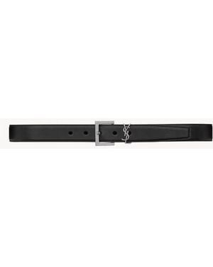 Saint Laurent Saint Laurent Ysl Logo Buckle Leather Belt - White