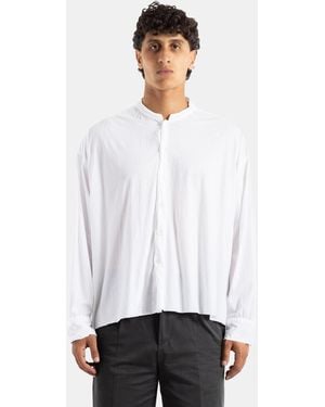 KANEMASA PHIL Oversized Officer Collar Shirt Cotton Jersey - White