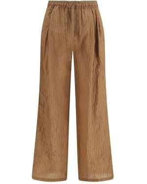 Dolce & Gabbana Brown Linen Casual Trousers