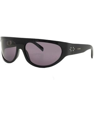 Celine Sunglasses Geometric Full Rim, Shiny Frame And Smoke Lens Cl40272I01A - Brown