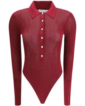 Self-Portrait Knit Bodysuit - Red
