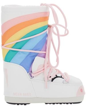 Moon Boot Snow Boots With Motif Polyester - White