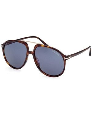 Tom Ford Sunglasses Aviator Full Rim, Dark Havana Frame And Lens Ft107952V - Blue