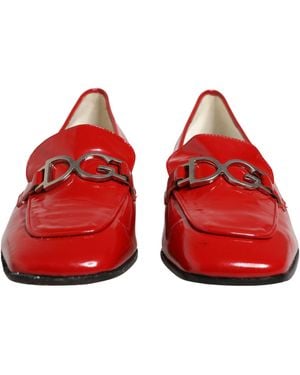 Dolce & Gabbana Patent Leather Moccasin Slip On Shoes - Red