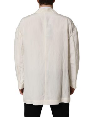 Dolce & Gabbana Flax Single Breasted Blazer Jacket Silk Clothing - White