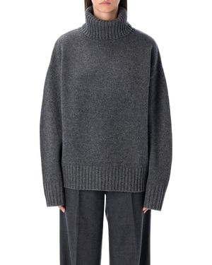 Rhea Heavy Wool Turtleneck Sweater Mid - Gray