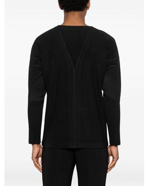 Homme Plissé Issey Miyake Pleated V-Necked Cardigan - Black