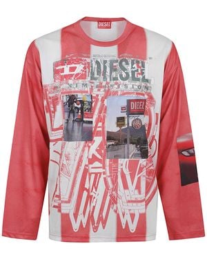 DIESEL Technical Fabric Long-Sleeved T-Shirt - Red