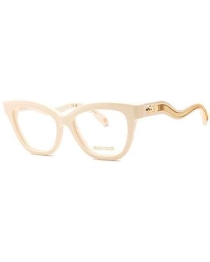 Roberto Cavalli Eyeglasses Cat Eye Full Rim, Shiny Frame And Clear Demo Lens Vrc07209X7 - Brown