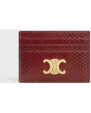 Celine Triomphe Python Skin Card Holder - Red