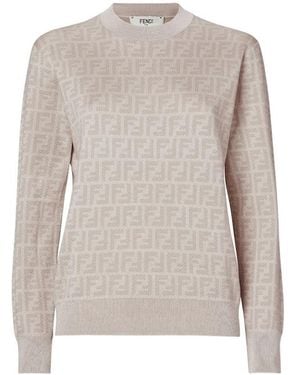 Fendi Knitted Grapefruit Motif Cotton Sweater - Gray