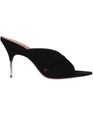 AMINA MUADDI Leather Stiletto Heel Sandals - Black