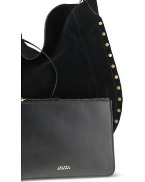 Isabel Marant Soft Shoulder Bag Oskan Suede Calf Leather - Black