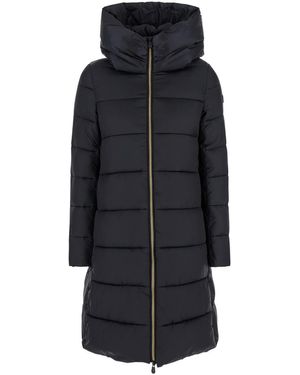 Save The Duck Lysa Long Down Jacket With Logo Detail - Black