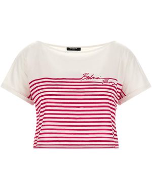 Balmain 'Marinière' T-Shirt - Pink