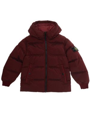 Stone Island Short Parka Tech Fabric Padded Jackets - Red