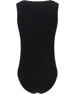 Alaïa Bodysuit Ribbed Viscose Tops - Black