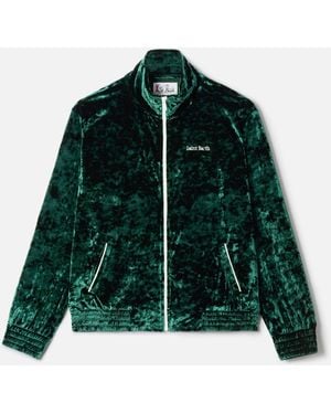 MC2 Saint Barth Miriam Chenille Sweatshirt With Embroidery Jacket - Green
