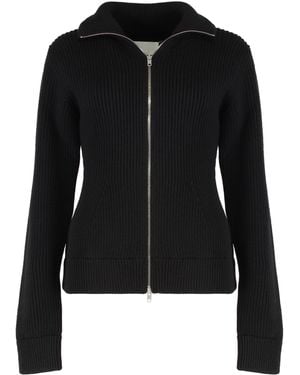 Maison Margiela Cardigan With Zip Virgin Wool Cardigans - Black