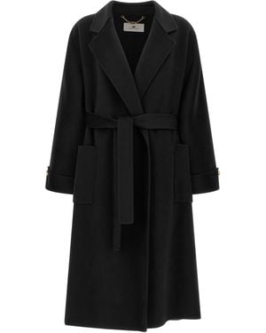 Elisabetta Franchi Dressing Gown Coat - Black