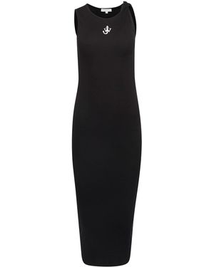 JW Anderson Anchor Embroidery Twisted Strap Dress - Black