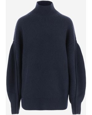 Carven Turtleneck Jumper Ribbed Cashmere - Blue