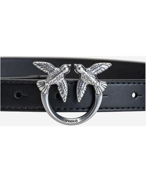 Pinko Love Berry Leather Belt - Black