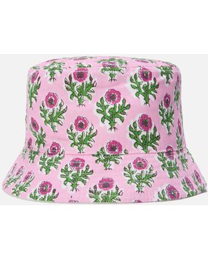 MC2 Saint Barth Reversible Bucket Hat Boho Floral Print And Terry Cloth - White