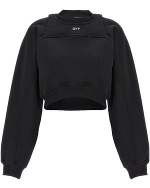 Off-White c/o Virgil Abloh Logo-Embroidered Cropped Sweatshirt - Black