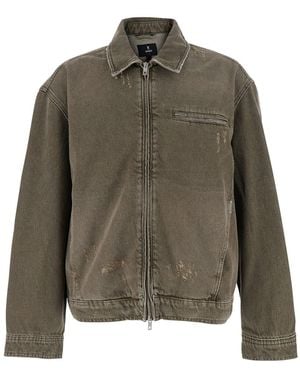 Represent Jacket With Classic Collar And Logo Plaque On The Front - Green