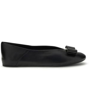 Ferragamo Vara Bow Ballerinas Calf Leather Bos Taurus - Black