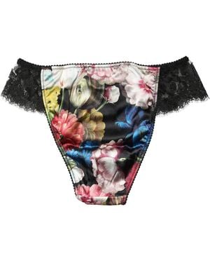 Dolce & Gabbana Floral Lace Mid Waist Brief Panty Underwear Elastane Cotton Clothing - Natural