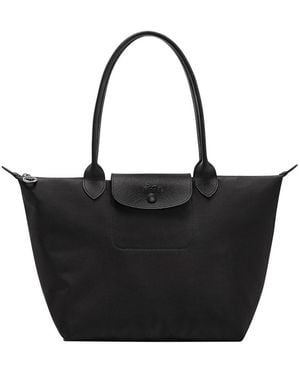 Longchamp Shoulder Bag Le Pliage One With Zip Closure And Logo Leather - Black