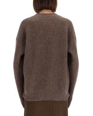 Uma Wang Wool Jersey Sweater Raccoon Fur Sweaters - Brown